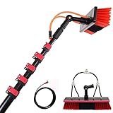 QIYFOZ Glasreinigungsbürste, Haushaltswasseranschluss, Teleskopstange, Solarpanel-Drehbürste, Solar-Photovoltaik-Module, 10,8 m Teleskop-Fensterreinigungsstange mit Abzieher &