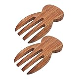 SOIMISS 2 Stück Teiliges Holz Salatbesteck aus Langlebigem Acacia Holz Ergonomisch Geformte Salatpicker und Servierzangen für Müheloses Mischen Wenden von Salaten Pasta und Obst