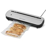 FoodSaver Space Saving Vacuum Sealer Machine | hält Essen bis zu 5-mal länger frisch* | spart 50 % mehr Platz ein** | 1 Rolle (28 cm x 2,43 m), 2 Siegelbeutel (0,94 L), 2 Zippbeutel (0,94 L) | VS1290X