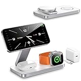 Kompatibel mit Magsafe Ladegerät,QTlier Ladestation Apple Watch und iPhone Kompatibel mit iPhone Air 17/16/15/14/13/12 Serie,Mag Safe Ladestation für Apple Watch 10/9/8/7/6/5/4/SE und AirPods (Weiß)