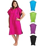 Fit-Flip Umziehhilfe, Surf Poncho, Handtuch Bademantel, Handtuch Robe, Kapuzen Surf Poncho, Handtuch mit Ärmel – Größe L, pink