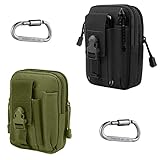 2 Stück Taktische Hüfttaschen, Molle Gürteltasche, Militär Hüfttasche, Handytasche Gürteltasche Beutel, EDC Hüfttaschen, Kompakt Gürteltasche, mit Karabiner, für Camping Radfahren Klettern und Reisen