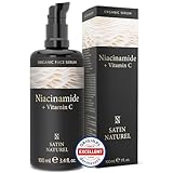 Niacinamide Serum 100ml - 100% Vegan - Gegen überschüssiges Öl und Rötungen - Poren verkleinern - Mit Vitamin C + Bio Aloe Vera - Beseitigt Hautunreinheiten - Skincare Satin Naturel