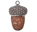 Dehner Natura Premium Wildvogel Futterstelle Eichel, Futterstation / Tränke für Wildvögel, Futterstelle wetterfest / hängend, inkl. Aufhängevorrichtung, ca. 14 x 14 x 22 cm, Polyresin/Metall, grau