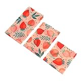 Hoement 3 Stück Bienenwachs Lebensmittelverpackungen aus Bio Baumwolle Wiederverwendbare Frischhaltetücher für Obst Käse Snacks und Brot für Zuhause und Restaurants