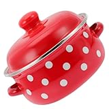 Mobestech Emaille Milchtopf mit Deckel Robuster Suppentopf für Herdarten Design mit Blumenmuster für Babynahrung Suppe und Komfortable