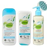 Feuchtigkeit Haarpflege-Set Aloe Vera & Hyaluron - Shampoo + Conditioner + Haarmilch & Bonus Kopfhautbürste