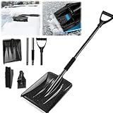 Vmxlso 112 cm Schneeschaufel, 3 in 1 Schneeschieber Auto, Abnehmbares Eiskratzer Auto, 360° Drehbarem Schneebürste Auto, Snow Shovel für LKW, Auto, Haus, Tragbare, Schwarz