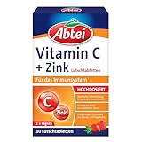 Abtei Vitamin C + Zink - wertvolles Vitaminpräparat zum Lutschen - zur Unterstützung der Abwehrkräfte und des Zellschutzes - glutenfrei, vegan - 1 x 30 Lutschtabletten