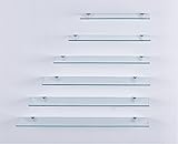 Euro Tische 60cm Glas Wandregal Klarglas, Glas Regal für Badezimmer, Klarglas Duschregal mit 6mm ESG Sicherheitsglas and Metallhaltern Montiert, Verschiedene Größen