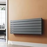 SUNXURY Heizkörper Design Paneelheizkörper 465x1200mm Horizontal Doppellagig Heizkoerper mit Multiblock Seitenanschluss Anthrazit Badheizkörper