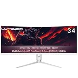 LC-POWER LC-M34-Q-C-PRO 34 Zoll Ultra WQHD Gaming Curved Monitor 3440x1440, 165Hz, HDR10, 1ms, 1500R, FreeSync, USB-Hub,KVM-Switch