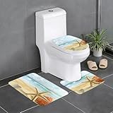 Liulannq Seestern und Korallen am Strand, Flanell-Anti-Rutsch-Matten, 3er-Set, weich und hautfreundlich, saugfähig und rutschfest, leicht zu pflegen. Genießen Sie jede Sekunde Wärme.