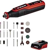 Einhell Akku-Schleif-/Gravur-Werkzeug TE-MT 7,2 Li (Lithium-Ionen, 7,2 V-Akku, Drehzahlelektronik, Arretierknopf, LED-Leuchtring, inkl. Ladestation, 57-tlg. Zubehörset + Box)