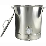 MOUNW 30L Edelstahl Home Brew Kettle Suppentopf, Haushaltskochtopf mit Deckel und Thermometer, für alle Herdarten, Fleischtopf, Gemüsetopf, Gasherd, Keramik