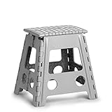 Zeller 13036 PREMIUM Klapphocker faltbar, Kunststoff, grau, TÜV geprüft, belastbar bis 150 kg, ca. 38,5 x 31,5 x 39 cm