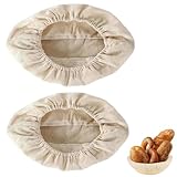 2 Stück Bäckerleinen für Brot, Leinentuch Brot Backen mit Gummibund, Wiederverwendbar Natur Bäckerleinen, Teige Teigtuch Gärfolie für Brotbackzubehör, für Familien,Bäcker (leinenfarben)