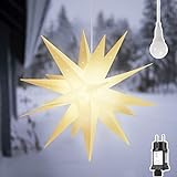 SALCAR 60cm Weihnachtsstern Beleuchtet Außen, 3D Leuchtstern Fenster Outdoor zum Aufhängen, LED Stern Weihnachten Deko Innen Außen, Warmweiß