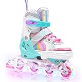 OLYSPM Inliner Kinder,Rollschuhe Kinder für Mädchen und Jungen,Verstellbare Inliner in 4 Größen zur Begleitung Ihrer Kinder für Drinnen und Draußen