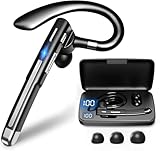 Headset Bluetooth 6.1 Kabellos Kopfhörer mit CVC8.0 Dual Mikrofon 100 Std Spielzeit In Ear Kopfhörer 1,5 std Schnellladung LED Ladebox Zwei-Geräte-Verbindung Ohrhörer für Autofahren/Business/Büro