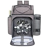Hap Tim Picknickkorb für 2, 2 Personen Picknickrucksack mit Weinhalter, Fleecedecke, Besteck-Set, perfekt für Strand, Tagesreisen, Wandern, Camping, Grillen, Familie oder Hochzeitsgeschenke für Paare