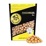 Carp Target - Boilies Vanille Premium 16 mm - Milk Valley 1kg - 10 Eier für 1 kg Boilies - Sinkender Köderball für Karpfen und Graskarpfen - Aromatische Mischung aus Haith's Zubehör