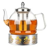 HEMOLY 1200ML Teekanne Glas mit Siebeinsatz, Teekanne Glas groß tropffrei, Teekanne aus Glas 1,2L, Glasteekanne für Losen Tee & Teebeutel, Spülmaschinengeeignete Glas Teekanne