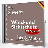 KARAT ALU Seitenmarkise - ausziehbare Markise in Braun - 160 x 300 cm - blickdichter Sichtschutz & Windschutz für Garten Balkon & Terrasse, Seitenrollo mit Wandhalterung