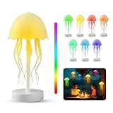 NAVESO LED Quallen Lampe, RGB Farbverlauf Jellyfish Lamp, Intelligente Quallenlampe, Tragbare Quallen Lampe, Schwebende Quallen Lampe für Dekoratives Atmosphärenlicht (Hängend Stil + Sockel)