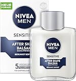 NIVEA MEN Sensitive After Shave Balsam, Gesichtspflege nach der Rasur für empfindliche Männerhaut, beruhigende Rasur-Pflege zur Linderung von Hautirritationen (100 ml)