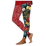 Damen Casual Fashion Weihnachten Weihnachtsmotiv Druck Jeggings Blickdichte Sport Yogahosen Lange Leggings Rot Weihnachts Winter Strumpfhose