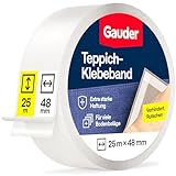 GAUDER Teppichklebeband doppelseitig extra stark - Teppichkleber für Bodenbeläge, Teppiche & Treppen - Klebepads, Fixierung & Verlegeband (25 m x 48 mm)