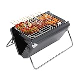 YUNRUX Outdoor Barbecue Grill Holzkohlegrill draußen Gas BBQ Grill Edelstahl Gas-Campingkocher Easygrill Oberhitzegrill Grillofen tragbarer Tischgrill GRILLWAGEN Camping Grillset mit Aufbewahrungsbox