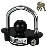 TRUTZHOLM Anhängerschloss passend für gängige Anhängerkupplung mit 4 Schlüsseln Diebstahlschutz Wohnwagen Abschleppsperre Anhängerkugelsperrkupplung | Einfache Montage