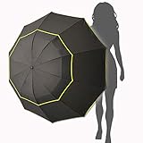 Kalolary 62 Inch Golf Regenschirm Extra große, Foldable Golf Regenschirm sturmsicher Winddichte wasserdichte Doppelt Überdachung Sonnenschutz(Schwarz)