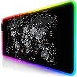 Titanwolf - RGB Gaming Mauspad - 800x300 mm - XXL Mousepad - LED Multi Color - 7 LED Farben Plus 4 Effektmodi - für Präzision und Geschwindigkeit - Gummierte Unterseite - abwaschbar - Weltkarte