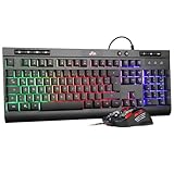 Rii Maus und Tastatur Gaming, Gaming Tastatur mit Maus ist Ergonomisch, Gaming Maus und Tastatur mit RGB, ps5 Tastatur und Maus mit Deutsches QWERTZ Layout, Gaming Set für PC/Laptop/Xbox/ps4 RK900