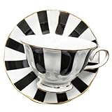 JTBDWOSK Kaffeetasse und Untertasse Teetasse aus Porzellan Mokka-Tasse afternoon tea geschenke für den einzug Kaffee Geschenke Espressotassen Teetasse und Untertasse Trinkbecher,Schwarz