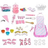 Shurzzesj Kinder-Kochset, Backset für Kinder, Rollenspiel-Kostüm für Kinder, 64-teiliges Schürze, Kochmütze, Kinderkoch, Rollenspiel, Kostüm