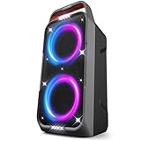 Foxdawn 240W Party Bluetooth Lautsprecher, lautem Stereosound, Musikbox Bluetooth Groß Partybox, Natür Super Bass,20H Akku, LED-Lichtshow, BT5.3, Speaker TF/AUX/MIC&GTR für Party, Backyard