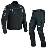 BOSmoto Motorradkombi Textil 2-teilig mit CE Protektoren – Motorradjacke und Motorradhose für Herren,Wasserdichte Motorradjacke mit Hose,Herren Motorradkombi Textil (BLACK, 4XL)