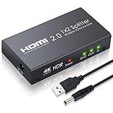 eSynic HDMI 2.0 Splitter 2 Wege HDMI Splitter Unterstützt 4K@60Hz YUV 4: 4: 4 und HDR 1 In 2 Out HDMI Verteilerverstärker für PS4 One Sky Box Blu-ray-Player HD TV Projektor