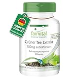 Fairvital | Grüntee Extrakt - 90 Kapseln - koffeinfrei - 1500mg Grüntee Extrakt pro Tagesdosis - 98% Polyphenole & 50% EGCG - HOCHDOSIERT - VEGAN - Camellia Sinensis