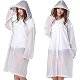 Tosean 2 Stück Regenponcho Regencape Wiederverwendbar Regenmantel mit Kaputze Wasserdicht Transparent Regen Poncho Atmungsaktiv Regencape tragbarer Regenbekleidung Regenjacke 160-190cm