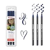 edding 4-1255-3-001 Kalligrafie-Stift, schwarz sortiert (3er Etui Kalligraphiemarker, blau)