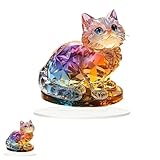 Katzen Deko, Deko Katze, 2D Acryl Rainbow Katzenfigur Schreibtischdekoration für Büro Wohnzimmer und Raumdekoration, Ideal für Freunde Familie und Katzenliebhaber Als Geschenk Oder Heimdekoration