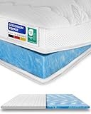 8 cm hoch - Premium Plus Gelschaum-Topper 140x200cm mit RG 50 - Hochwertiger Lyocell-Bezug - Antirutschfunktion - Umlaufendes Klimaband - Gel-Topper 140 x200 8cm