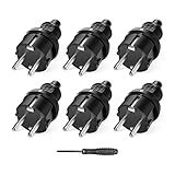 6 Stück Schuko Stecker, 2 Pin Netzstecker 250 V (16 A), Schutzkontaktstecker Verwendbar für 6-16 mm Kabel, Schwarz