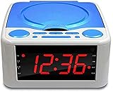 CD-Player FM/AM Digitaler Radiowecker mit USB-Musikwiedergabe, Dual-Lautsprecher, LCD-Display und einstellbarer Helligkeit für Zuhause und Büro