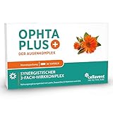 Die Augenvitamine – Ophta PLUS – Augenkomplex der Carotinoide Lutein & Zeaxanthin, B-Vitamine und Zink – 30 Kapseln